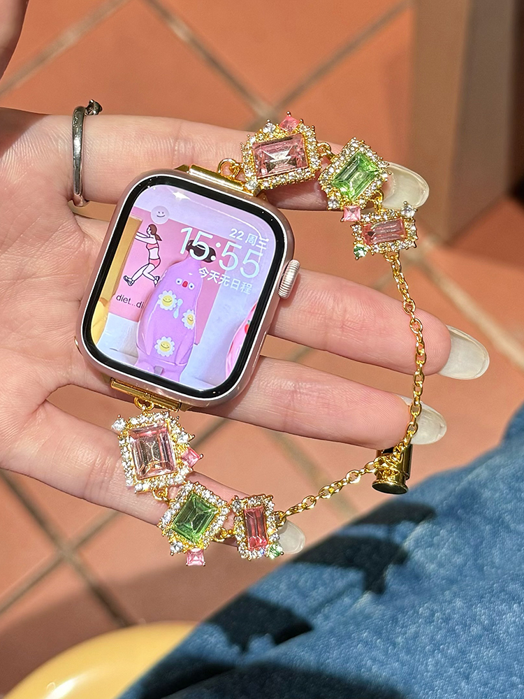 Candy Zircon Chain Stainless Steel Band