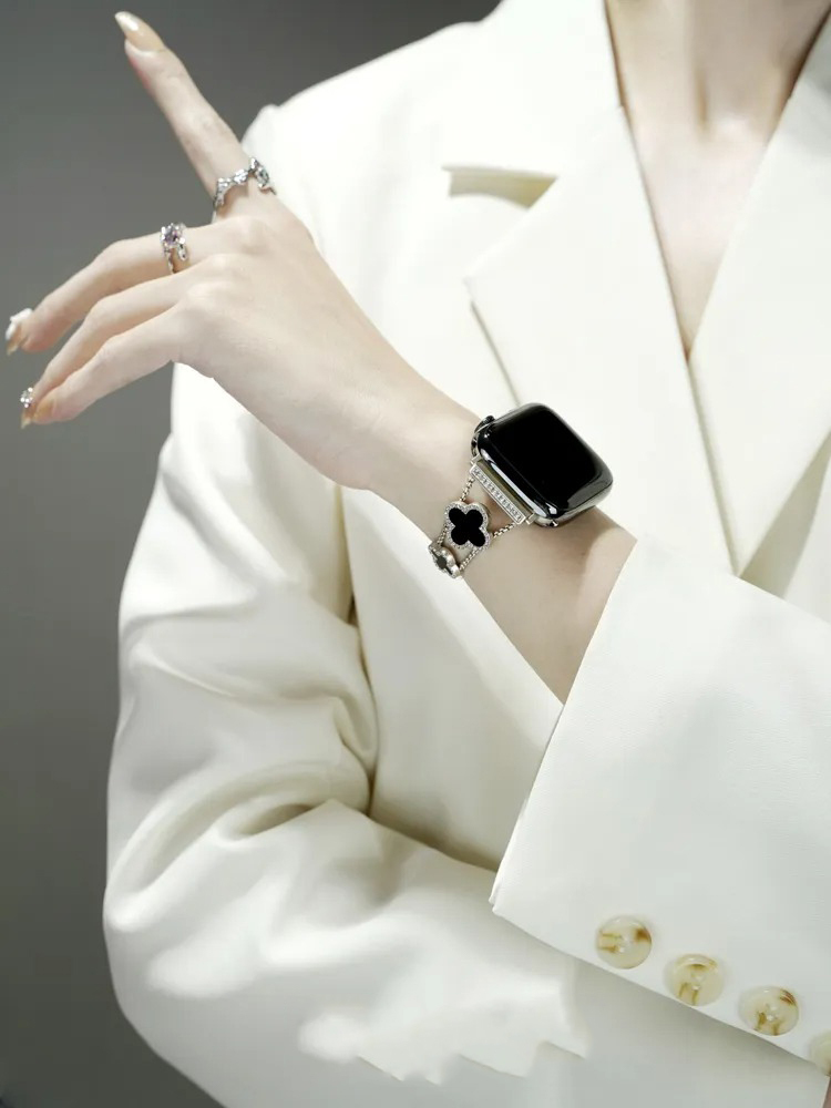 Four-leaf Clover Fritillaria Rhinestone Inlaid Band for Apple Watch