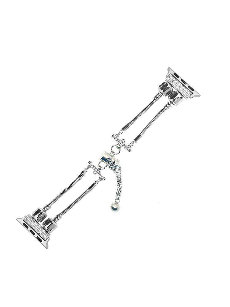 Double Row Beaded Bracelet Stainless Steel Band