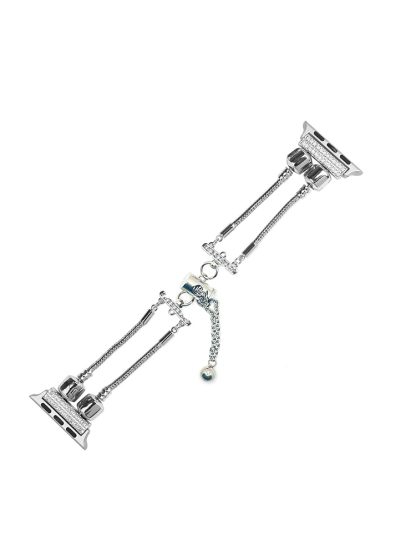 Double Row Beaded Bracelet Stainless Steel Band