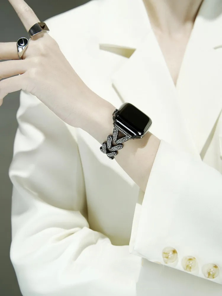 Hollow Heart Design Rhinestone Inlay Band for Apple Watch