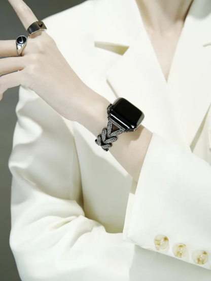 Hollow Heart Design Rhinestone Inlay Band for Apple Watch