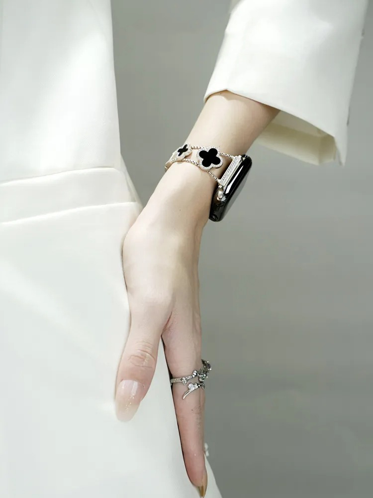 Four-leaf Clover Fritillaria Rhinestone Inlaid Band for Apple Watch