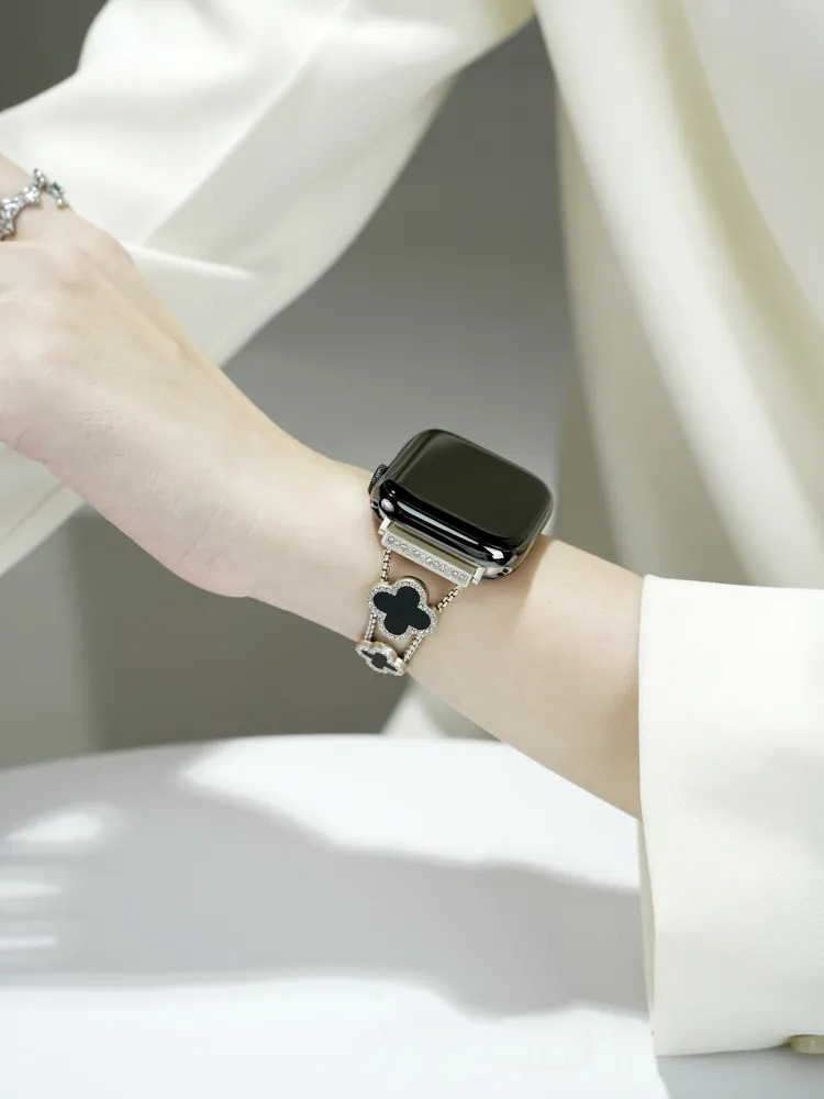 Four-leaf Clover Fritillaria Rhinestone Inlaid Band for Apple Watch
