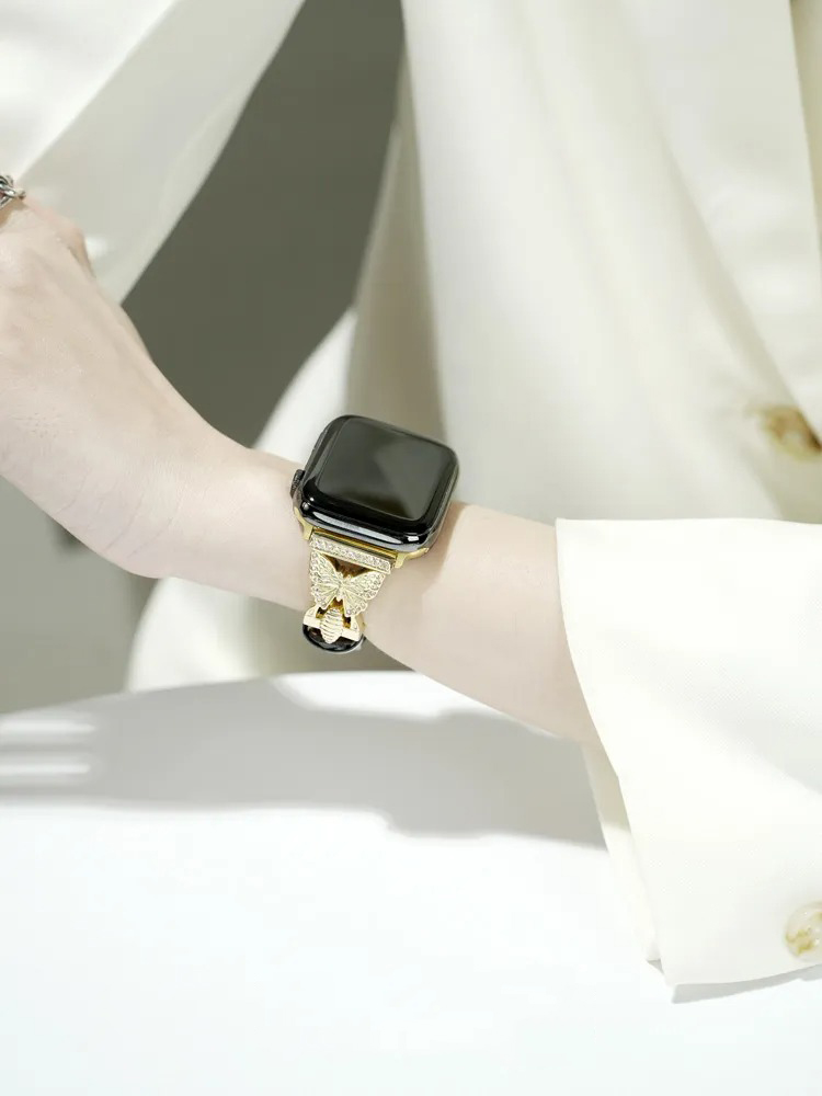 Bee Clasp with Leather Band for Apple Watch