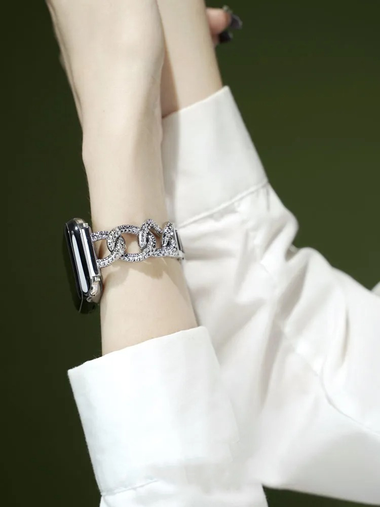 Honeycomb Rhinestone Inlay Stainless Steel Band for Apple Watch