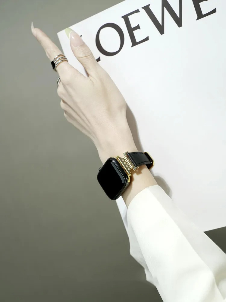 Linear Steel Stitching Leather Band for Apple Watch