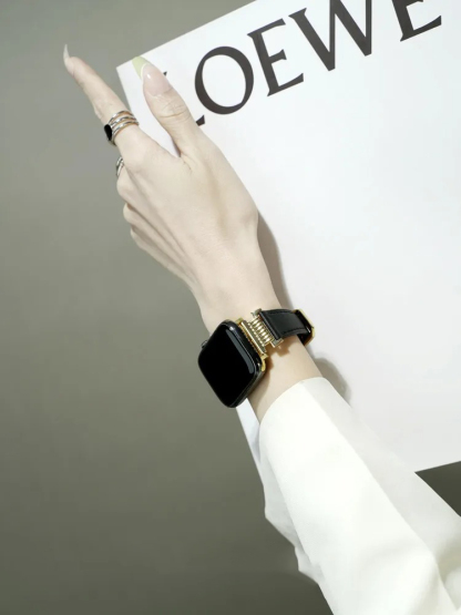 Linear Steel Stitching Leather Band for Apple Watch