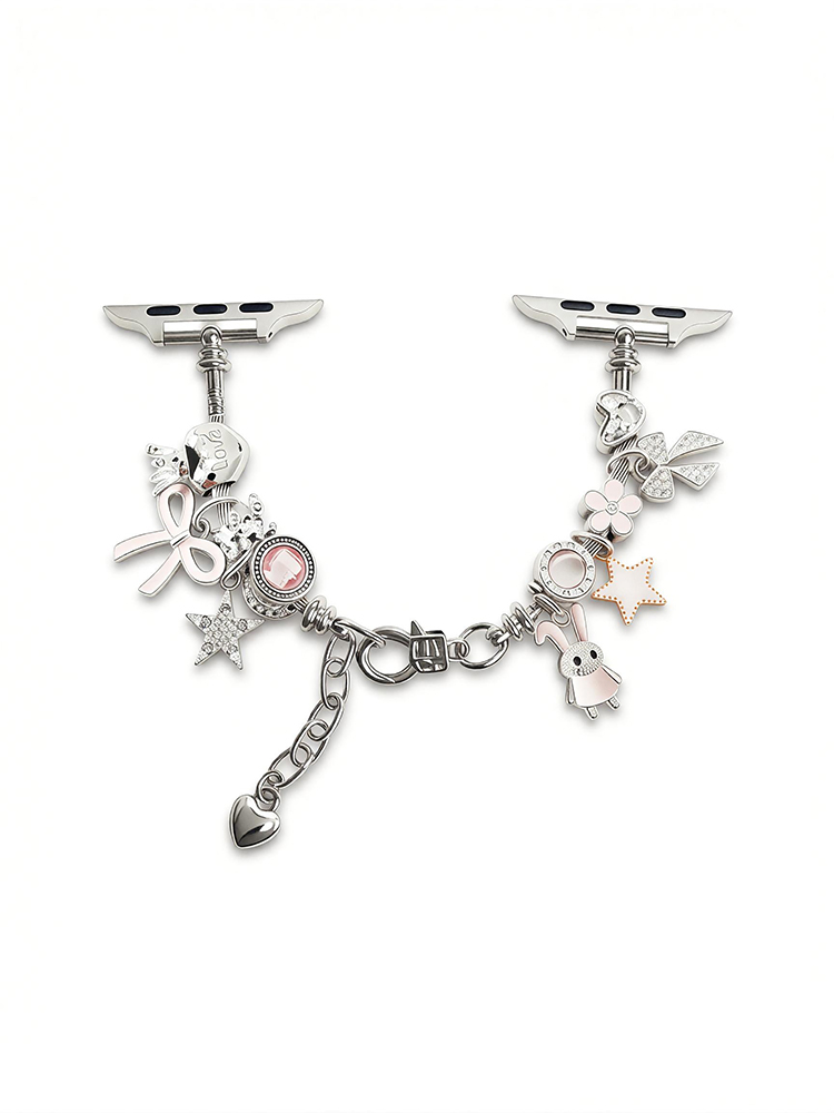 Pink Bow Bunny Crystal Beaded Band for Apple Watch