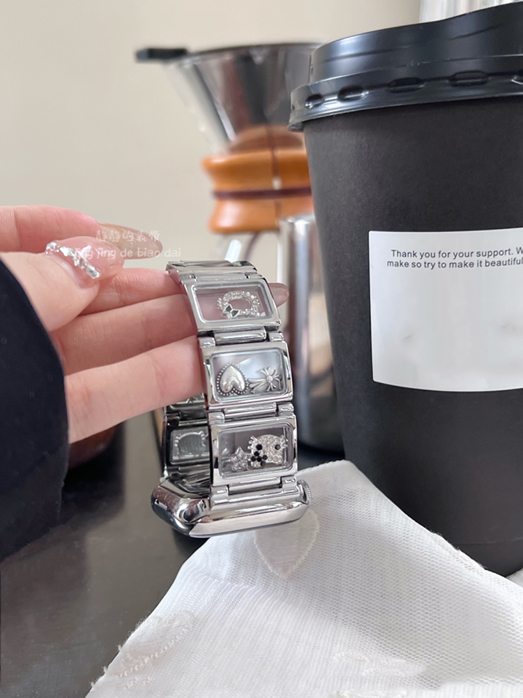 Glass Window Kitty Stainless Steel Band