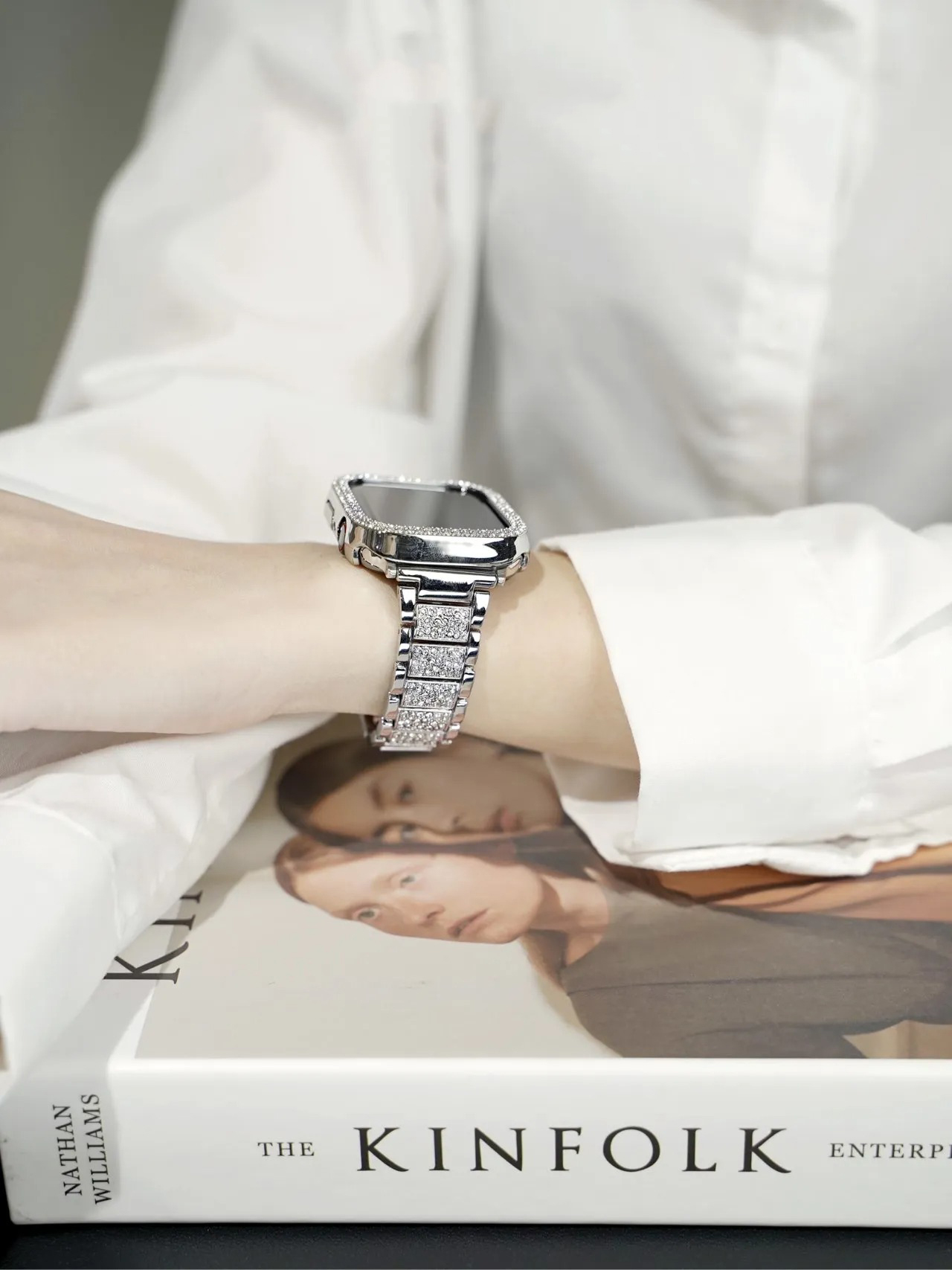 Rhinestone-set Stainless Steel Band for Apple Watch