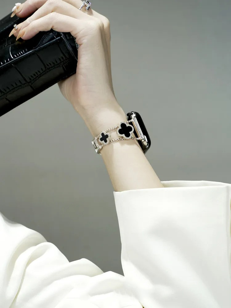 Four-leaf Clover Fritillaria Rhinestone Inlaid Band for Apple Watch