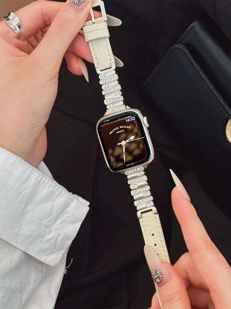 Irregular Arrangement of Diamonds Leather Band for Apple Watch