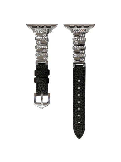 Irregular Arrangement of Diamonds Leather Band for Apple Watch