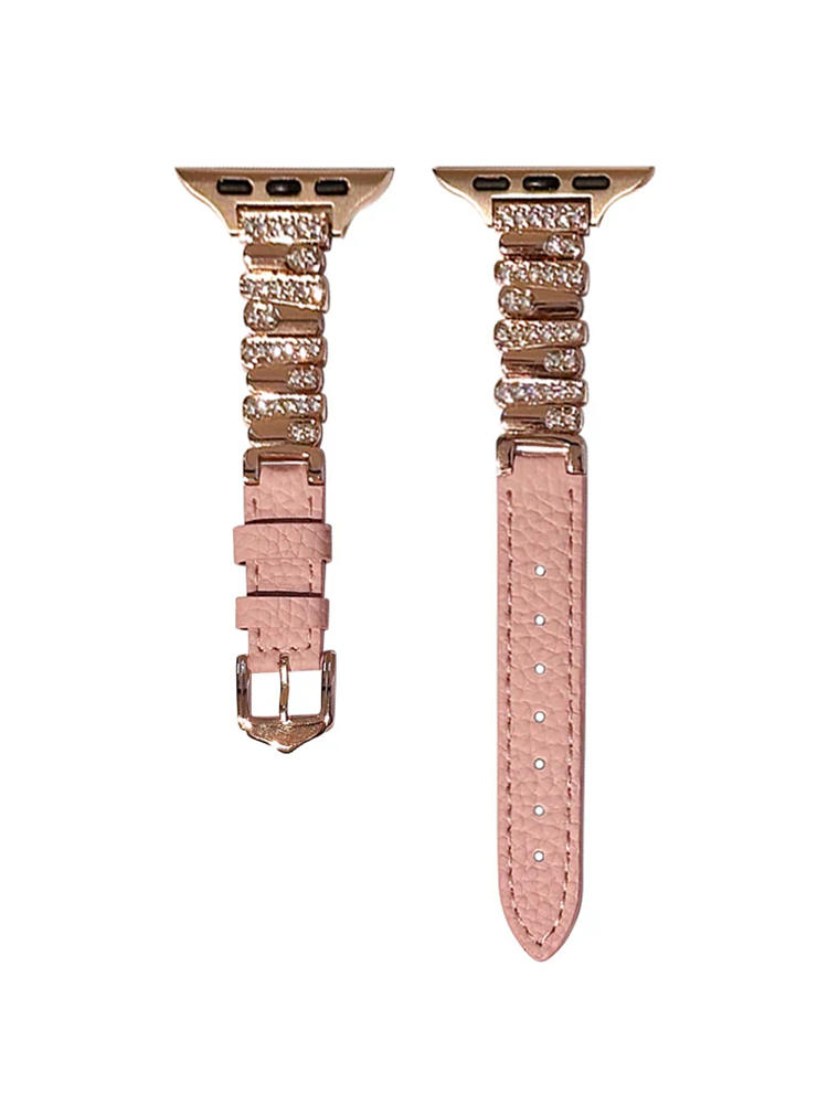 Irregular Arrangement of Diamonds Leather Band for Apple Watch