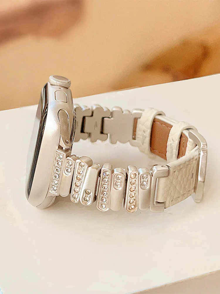 Irregular Arrangement of Diamonds Leather Band for Apple Watch