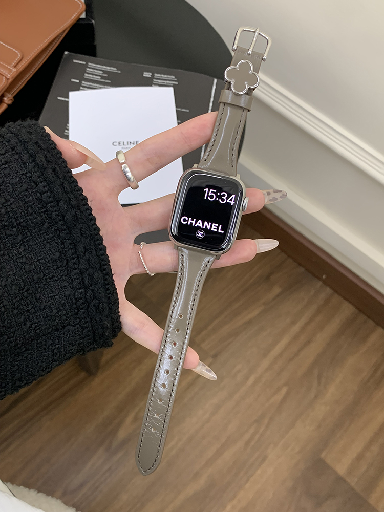 Four-leaf Clover Glossy Leather Band for Apple Watch