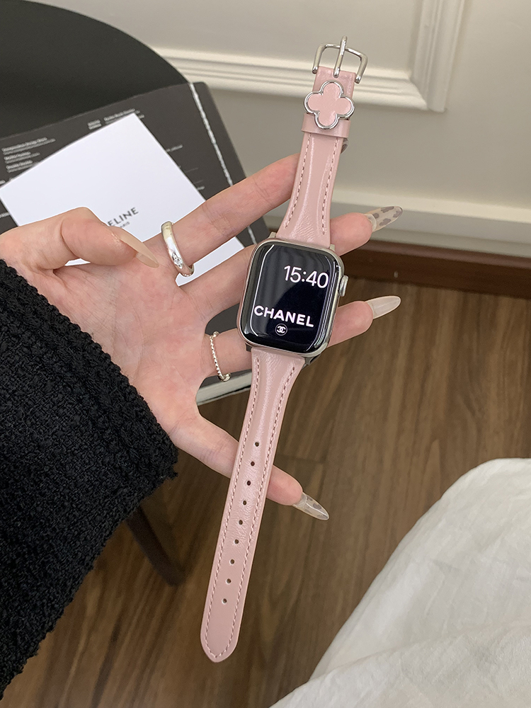 Four-leaf Clover Glossy Leather Band for Apple Watch