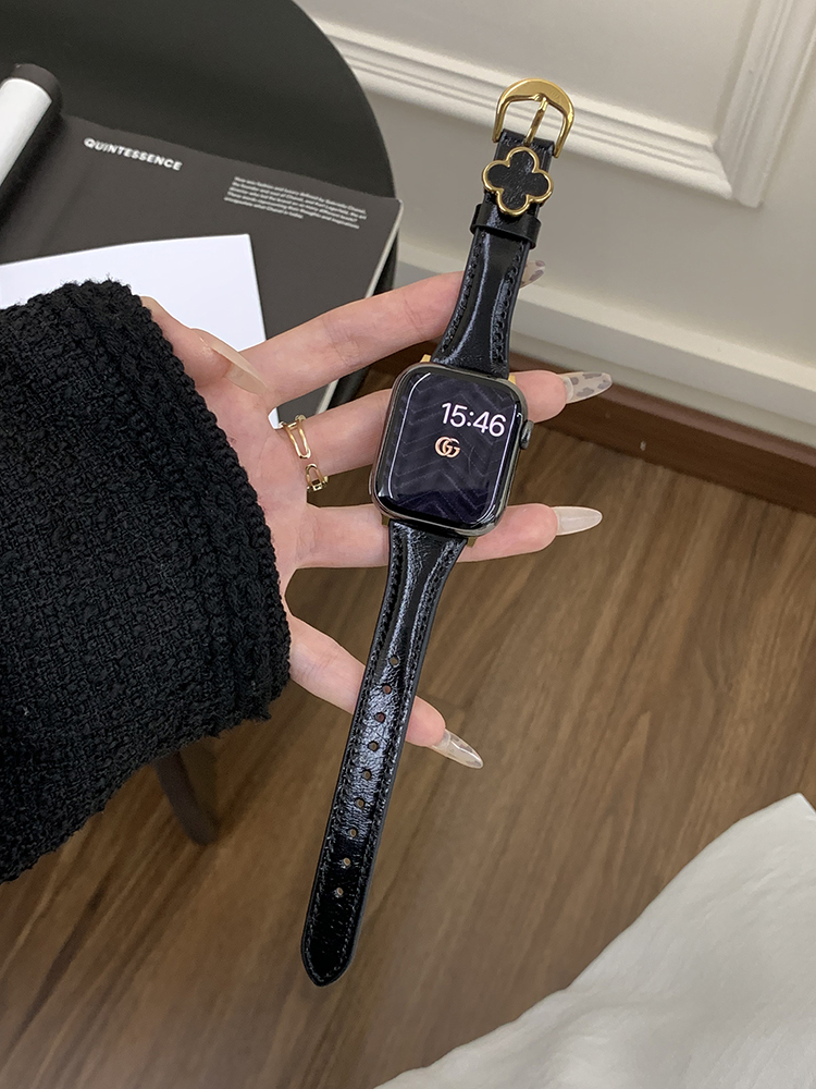 Four-leaf Clover Glossy Leather Band for Apple Watch