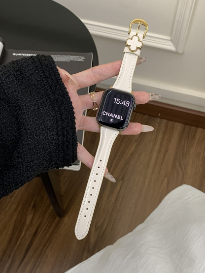 Four-leaf Clover Glossy Leather Band for Apple Watch