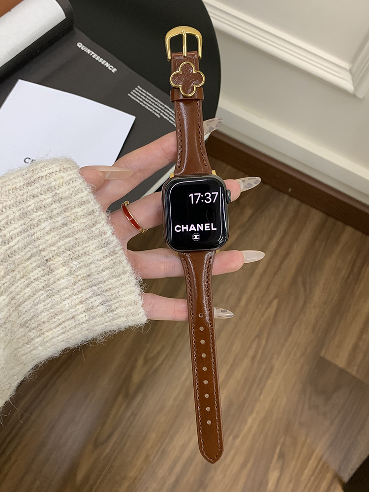 Four-leaf Clover Glossy Leather Band for Apple Watch