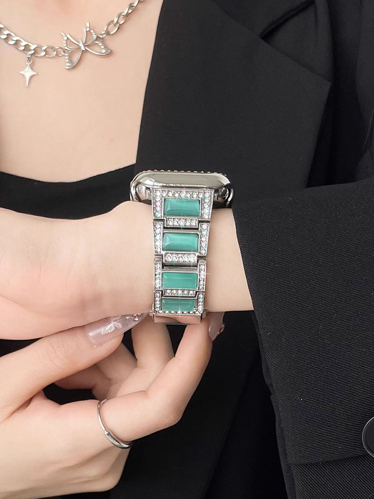 Opal Splicing Full Diamond Stainless Steel Band