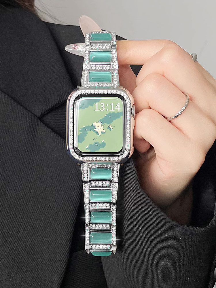 Opal Splicing Full Diamond Stainless Steel Band