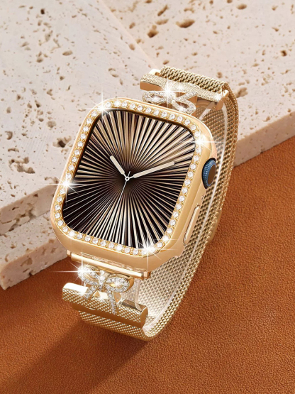 Diamond-studded Buckle Milanese Stainless Steel Band