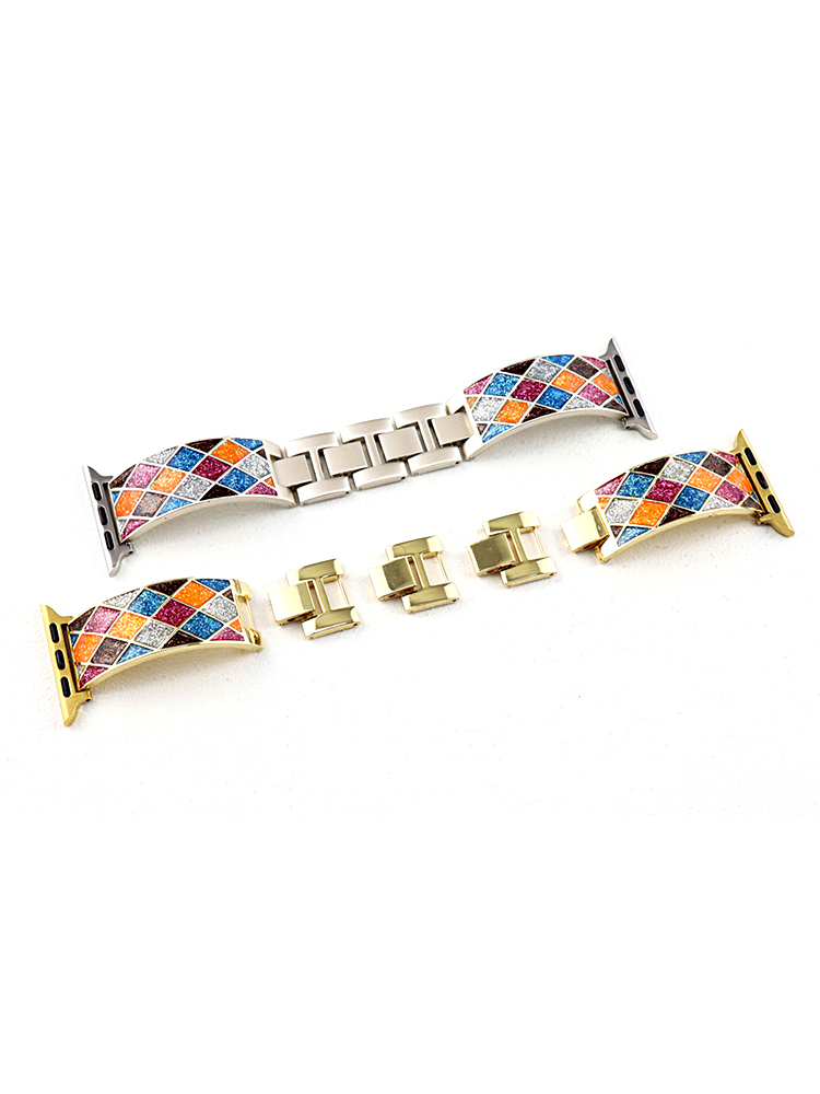 Diamond Pattern Flash Sand Stainless Steel Band