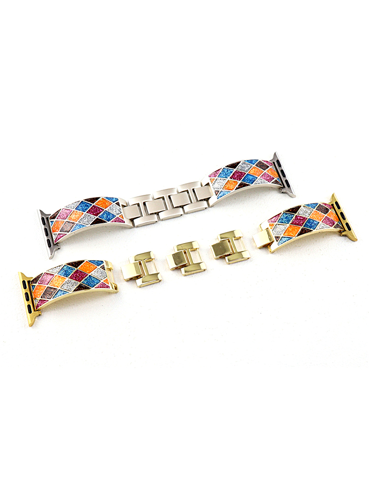 Diamond Pattern Flash Sand Stainless Steel Band