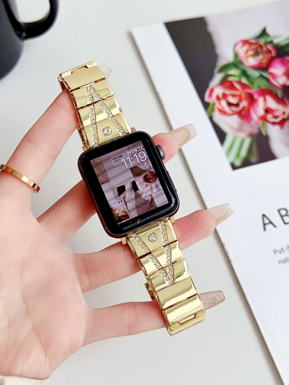 Zircon in V Arrangement Stainless Steel Band