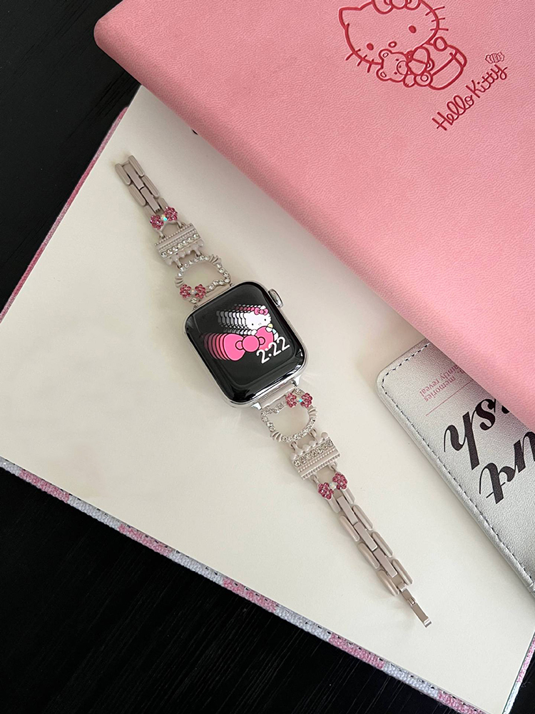 Diamond-encrusted Kitty Stainless Steel Band