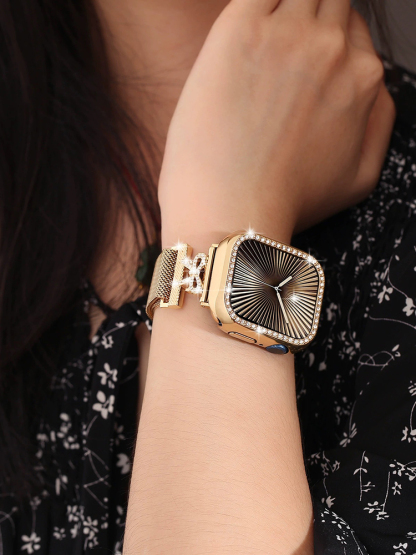 Diamond-studded Buckle Milanese Stainless Steel Band