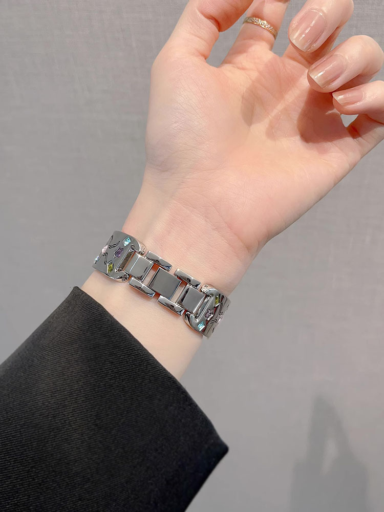 Gem-set Bracelet Stainless Steel Band