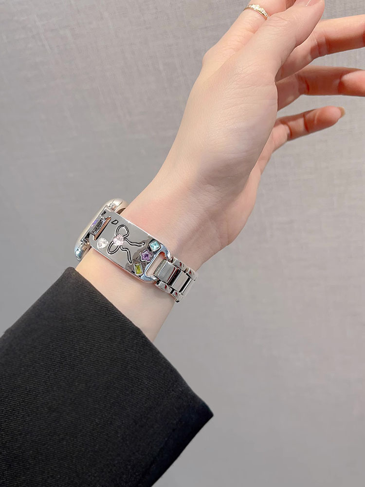 Gem-set Bracelet Stainless Steel Band