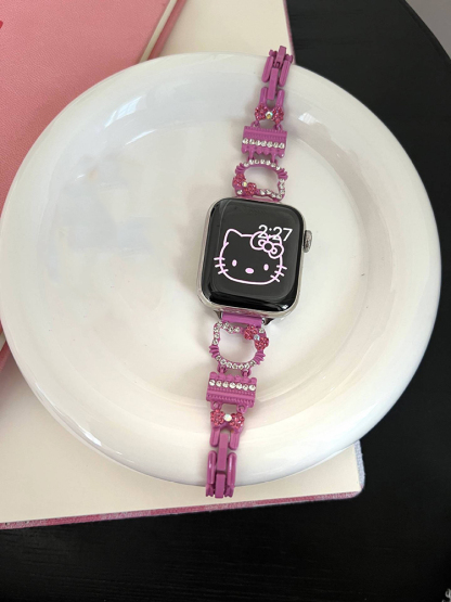 Diamond-encrusted Kitty Stainless Steel Band