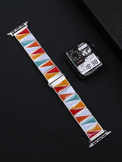 Multicolor Triangle Combination Stainless Steel Band