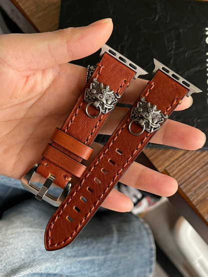 Bronze Lion Leather Band