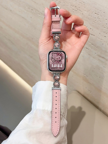 Zircon Kitty Buckle Leather Band