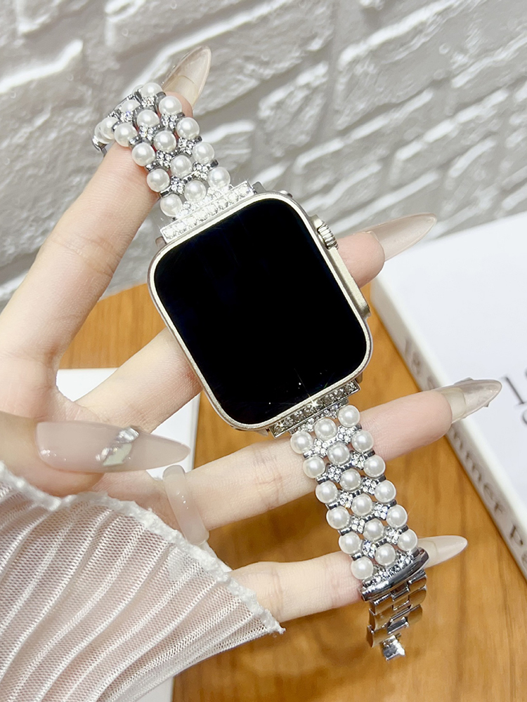 3-Link Pearls Stainless Steel Band