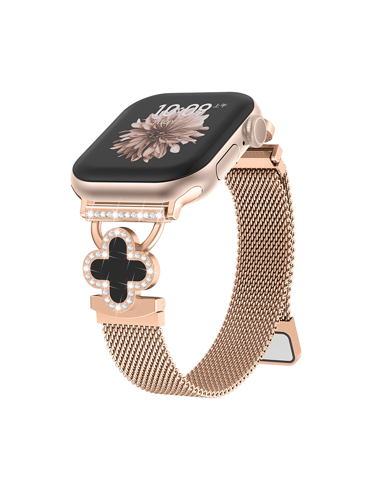 Diamond-studded Buckle Milanese Stainless Steel Apple Watch Band - Tatanband