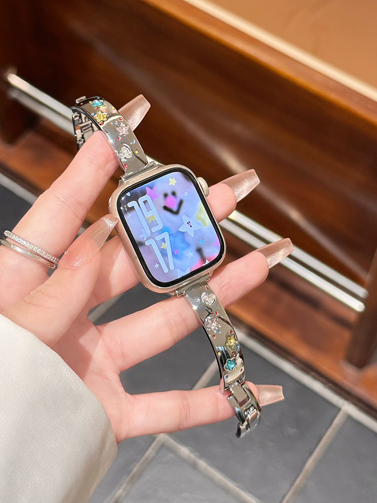 Colored Star Diamonds Bracelet Stainless Steel Band for Apple Watch