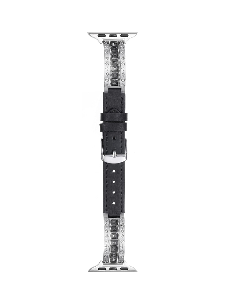 Four-leaf Pattern Square Diamond Leather Band for Apple Watch