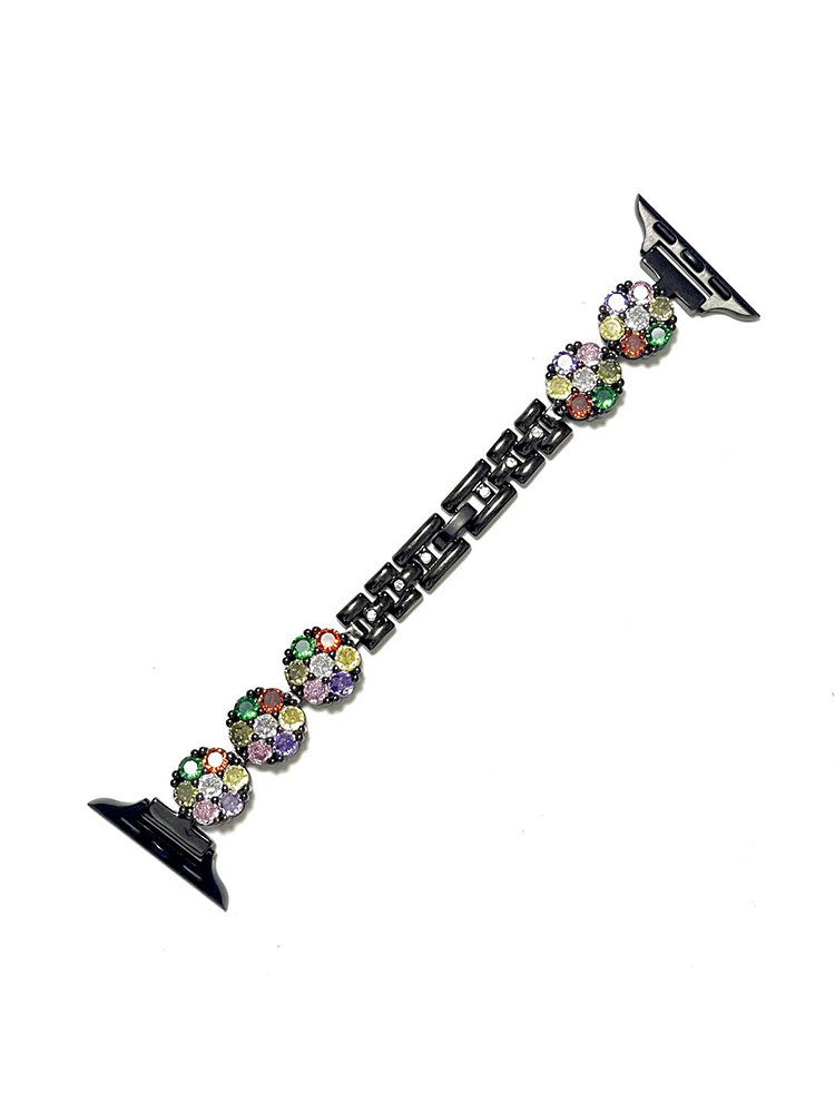 Colorful Zircon Plum Blossom Stainless Steel Apple Watch Band - Tatanband