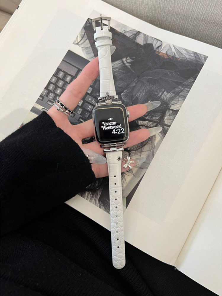 Heart-shaped Birthstone Charm Leather Band for Apple Watch