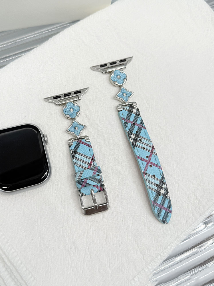 Four-leaf Clover Buckle Twill Leather Band for Apple Watch