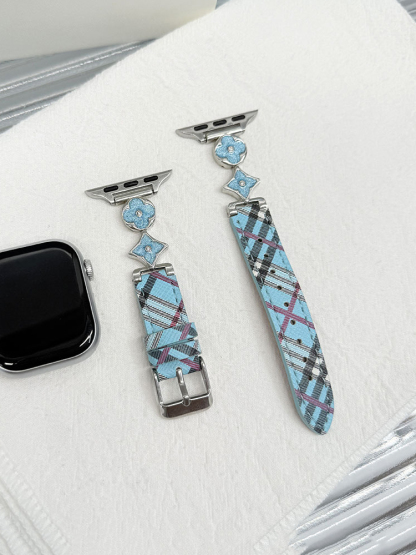 Four-leaf Clover Buckle Twill Leather Band for Apple Watch