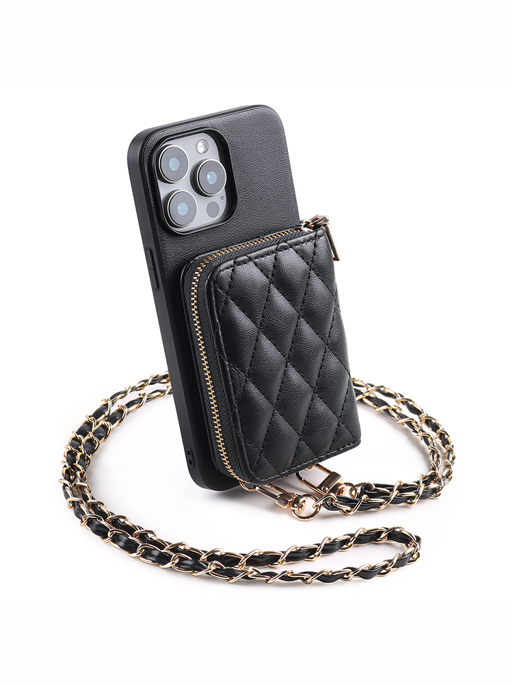 Diamond-patterned Card Holder Case for iPhone