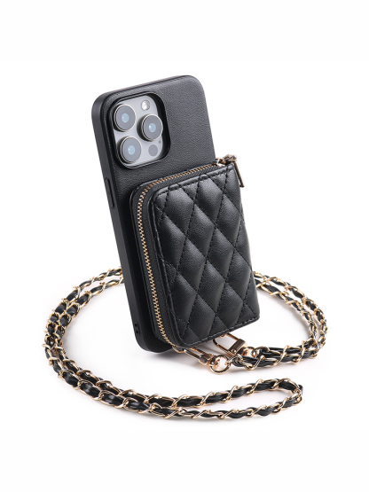 Diamond-patterned Card Holder Case for iPhone