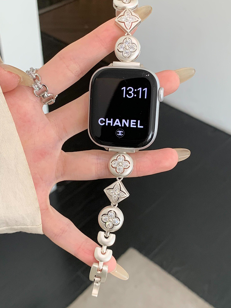 Retro Four-leaf Clover Diamonds Metal Band for Apple Watch